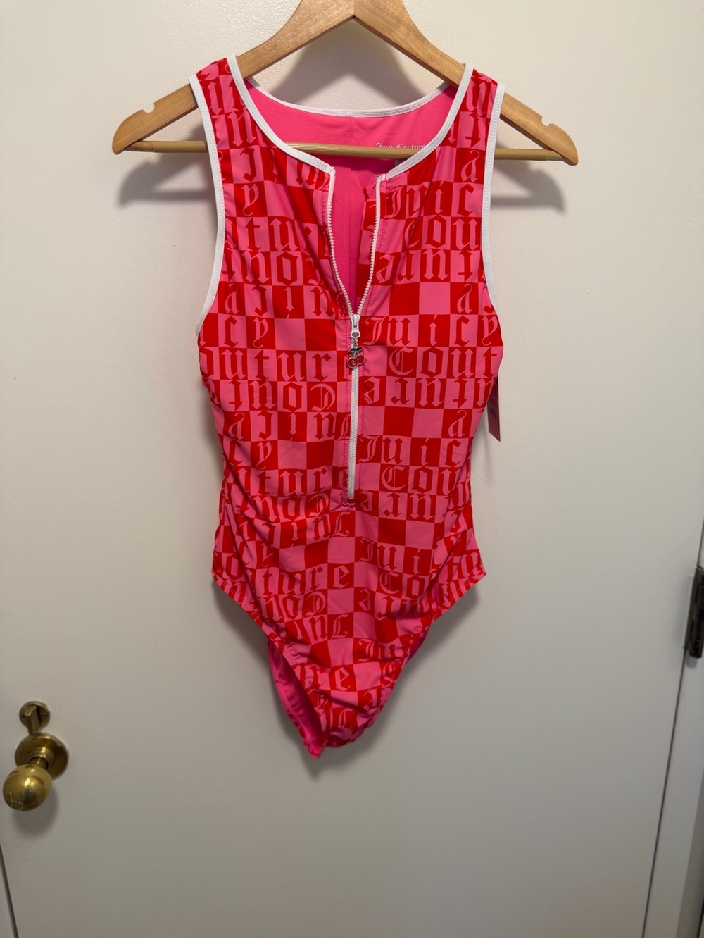 Juicy Couture swim bathing suit with zipper size L large pink hard to find NWT